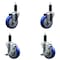 Service Caster 4'' SS Blue Poly Wheel Swivel 1-1/8'' Expanding Stem Caster Set 2 Brakes, 4PK SCC-SSEX20S414-PPUB-BLUE-2-TLB-2-118 - alternate 1